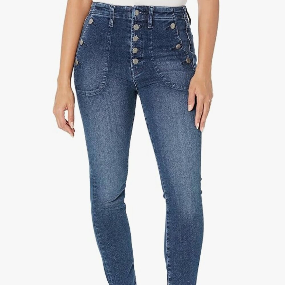 NWT 7 For All Mankind "Portia" button-fly high rise skinny jeans Size 27